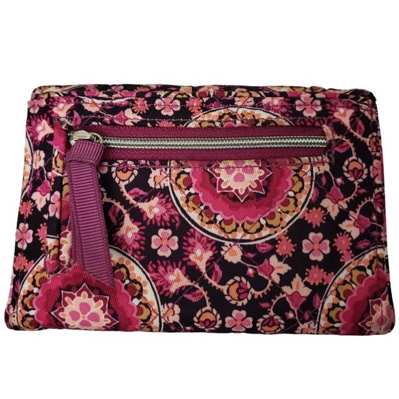 Vera Bradley Iconic RFID Riley Compact Tri-Fold Wallet Raspberry Medallion - Picture 3 of 7